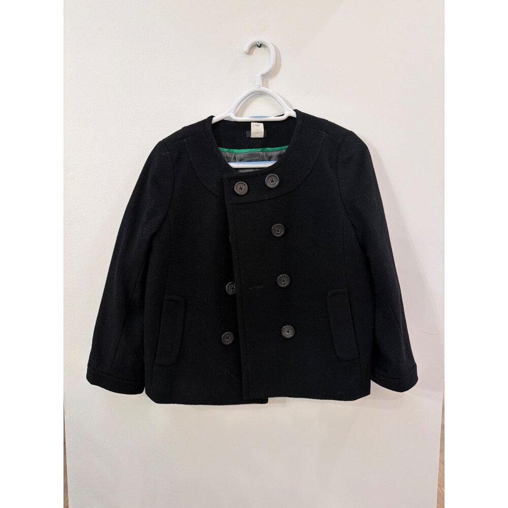 J.Crew Pippa Cropped Peacoat Women's 6 Double-Breasted Black Wool-Blend Coat Siz
